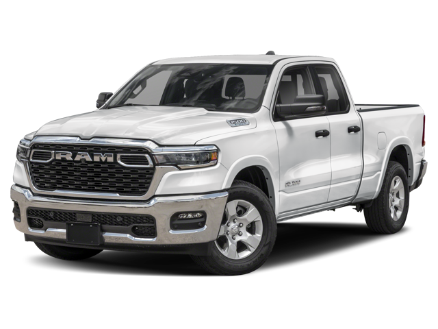 White Ram 1500 pickup truck displayed at a front three-quarter angle