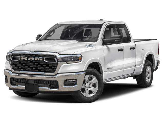 White Ram 1500 pickup truck displayed at a front three-quarter angle