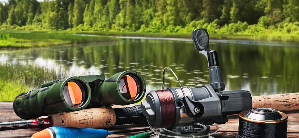 Fishing equipment by lake
