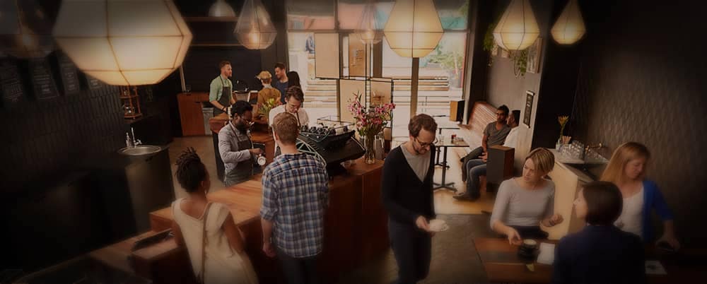 People in coffee and tea shop