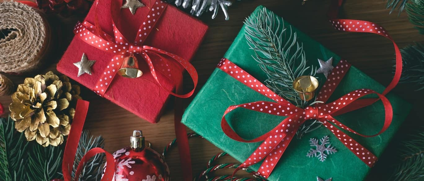 Red and green Christmas gifts